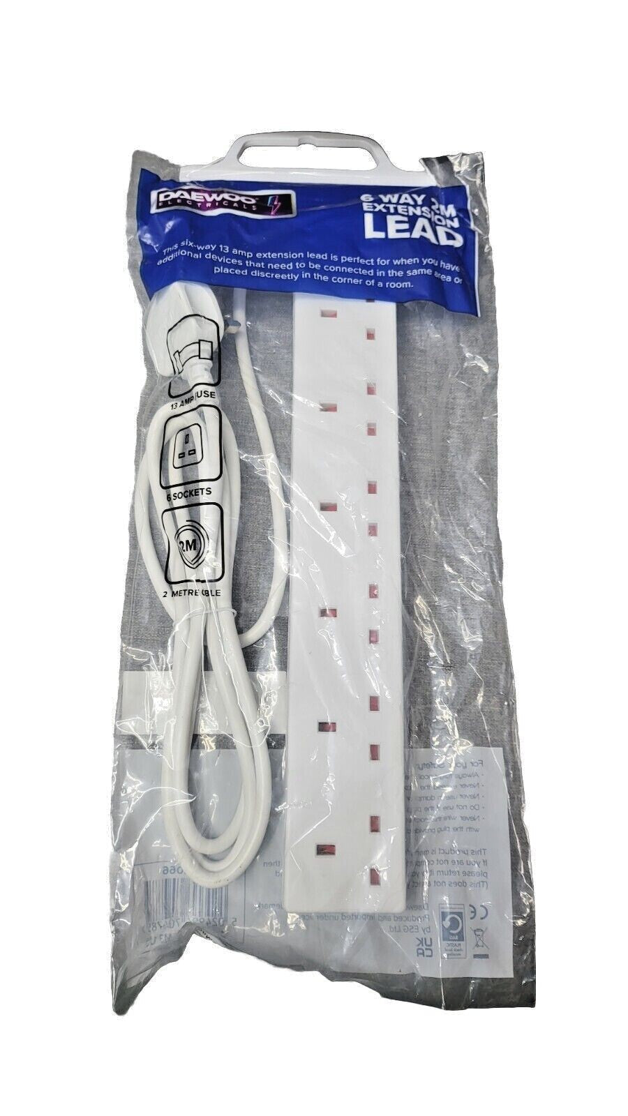 EXTENSION LEAD CABLE ELECTRIC MAINS POWER 3 Way, 4 Way, 6 Way GANG PLUG SOCKET