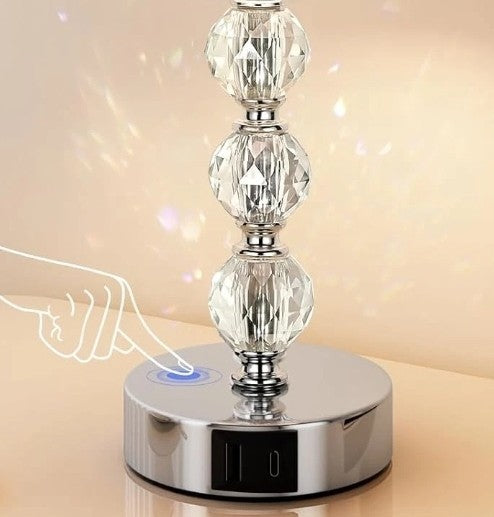 Bedside Table Lamp –Touch Control Dimmable Nightstand Lamp with Dual USB & USB-C