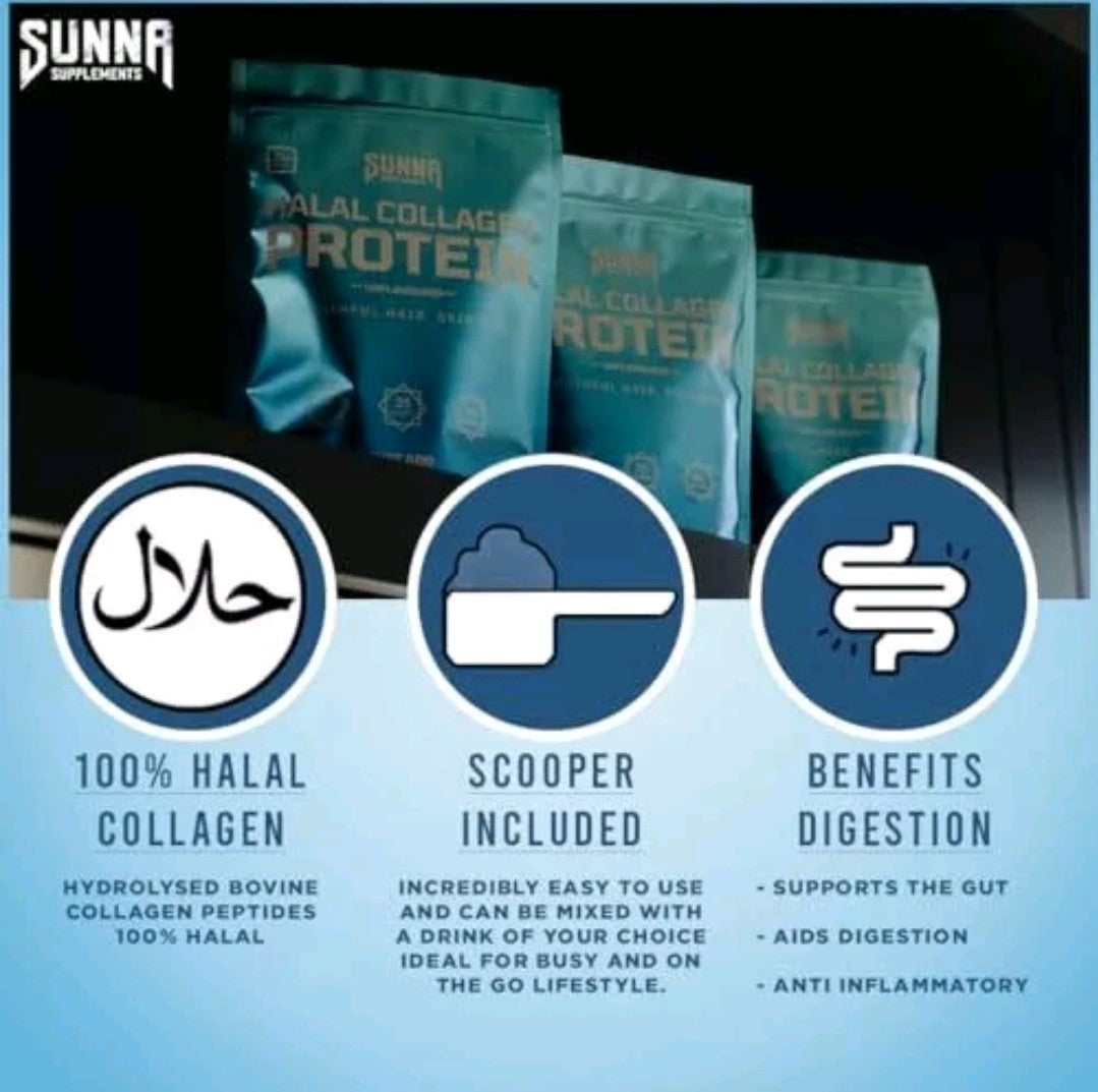 Sunna Supplements Halal Bovine Collagen Protein Powder for Hair, Skin, Nails