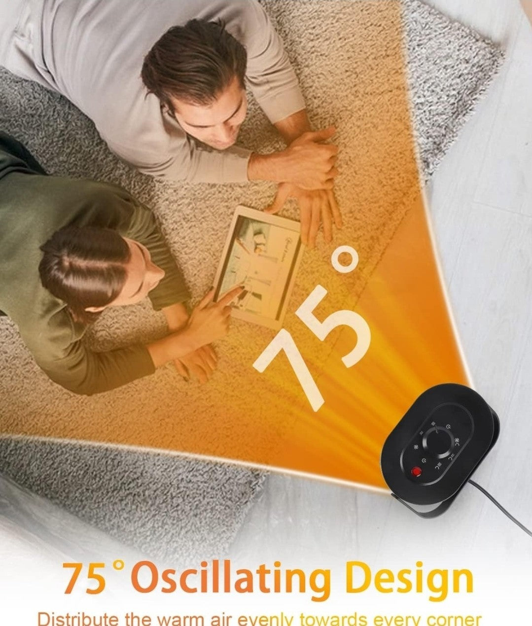 Electric Oscillating Portable Fan Heater with Overheating & Tip-Over Heater Home