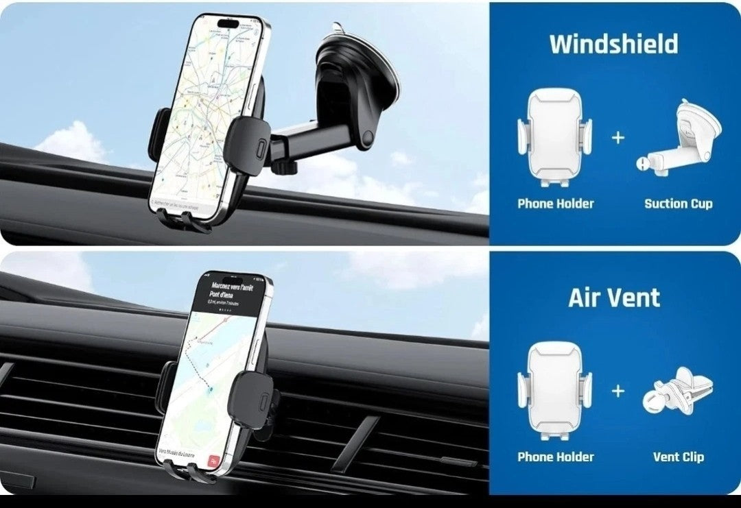 Wireless Charging Car Phone Holder Windscreen & Air Vent  Automatic Clamping