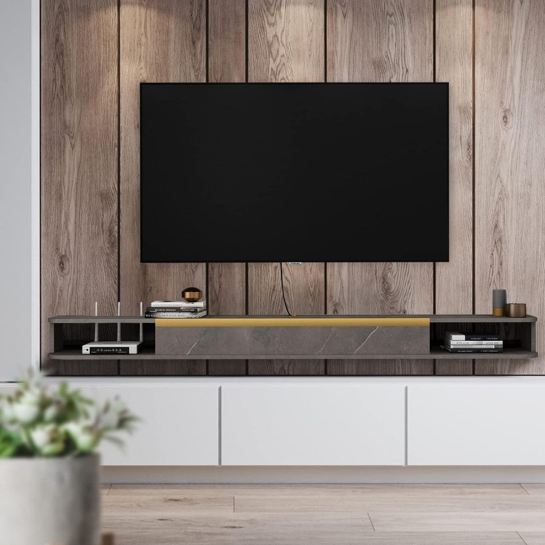 Pmnianhua Floating TV Stand, Wall Mounted TV Media Console 160 Cm Dark grey