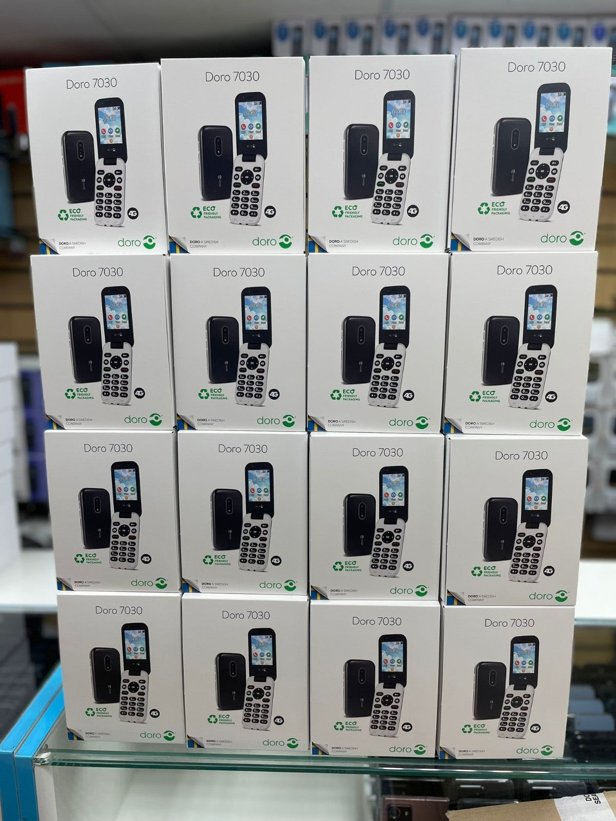 New Doro 7030 4G Dual sim, Big Keys, Loud Sound, Black & White factory unlocked.