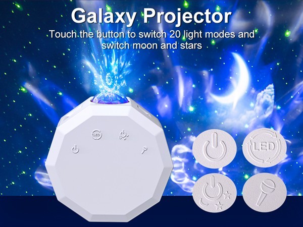 2 In 1 Galaxy Star Night LED Starry Sky Projector Light With Bluetooth Speaker