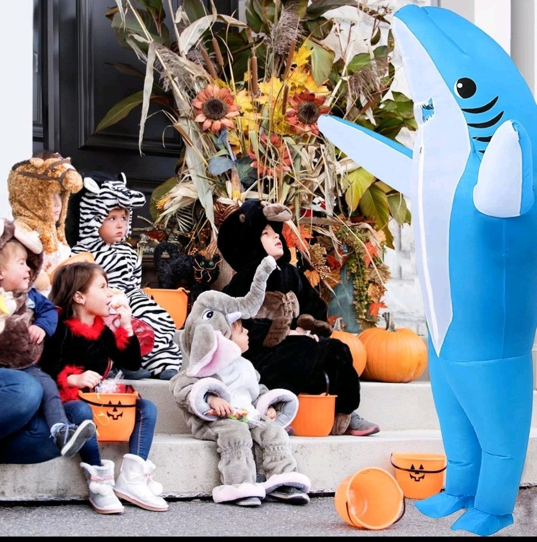 Inflatable Costume Adult shark costume- Funny Dress Party  Blue 
