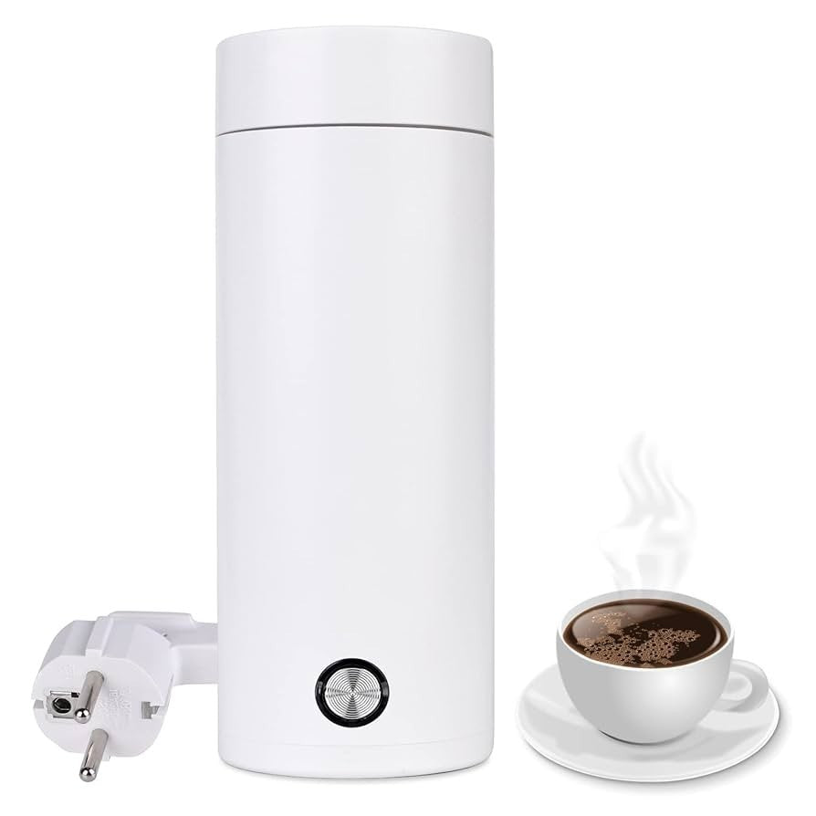 400ml Tea Pot Thermos Mini Portable Electric Travel Kettle Fast Water Boil White