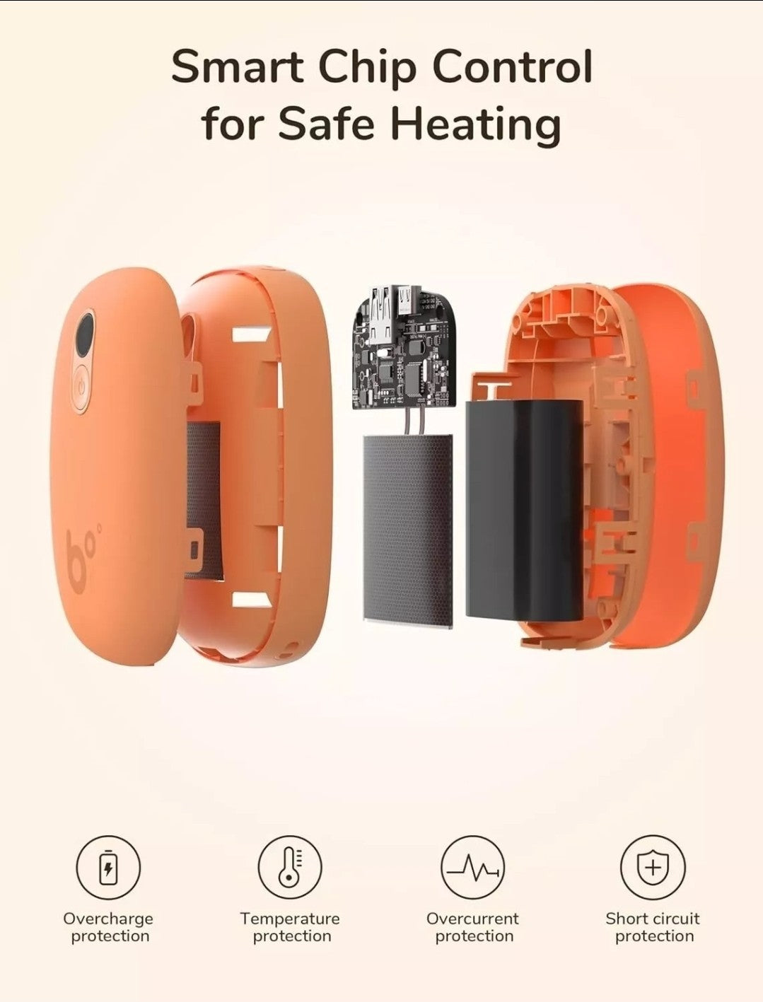 JISULIFE 5400mAh Rechargeable Hand Warmer Power Bank Portable – 3 Heat Levels