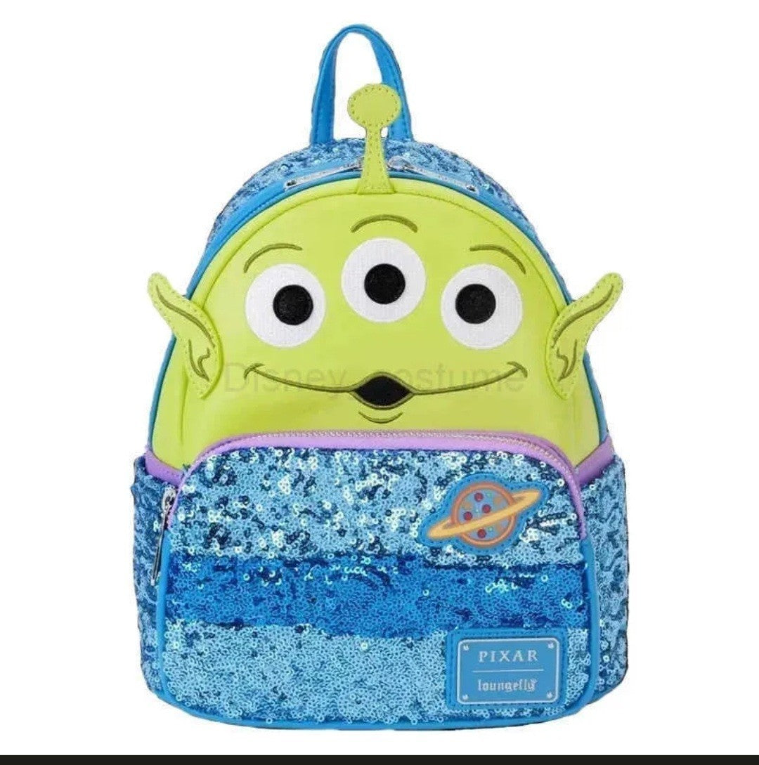 Brand New Loungefly Disney Pixar Toy Story Alien Sequin Cosplay Mini Backpack