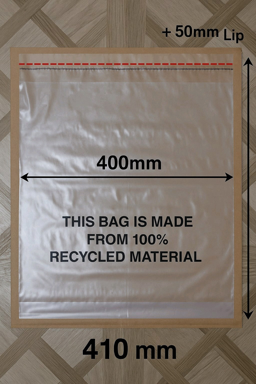 Resealable Poly Bags 100pcs, 400x410mm + 50mm | Garments Packaging Recyclable