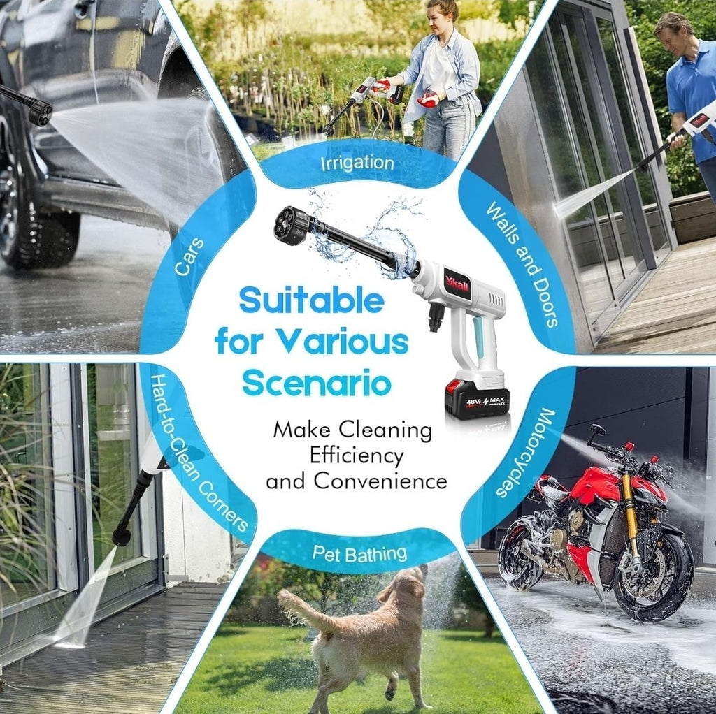 96V Cordless Pressure Washer Portable High Power Jet Wash Cleaner Kit X2 Battery