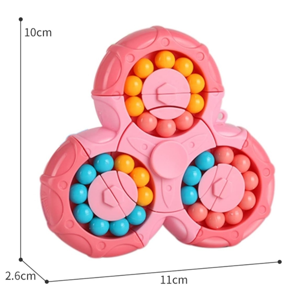 Magic Bean Rotating Cube Puzzle Toy – Handheld Spinner Stress Relief (Pink)