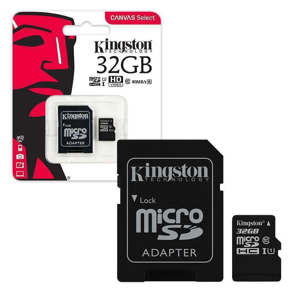 Genuine Kingston 32gb Micro SD Memory Card + adapter, SDHC SDXC TF Card Class 10