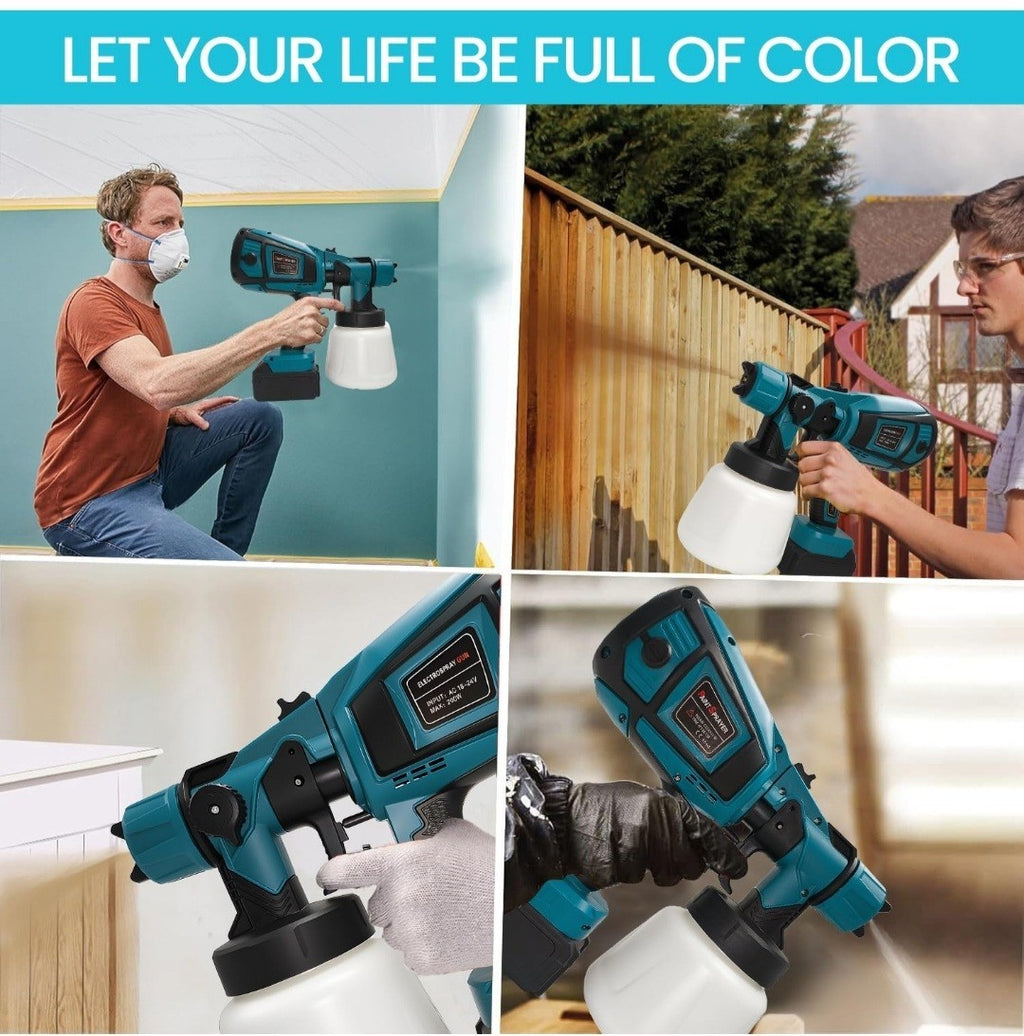 Cordless Paint Sprayer 1000ML  Spray Gun + 2 x 18V Li-ion Battery & Accessories