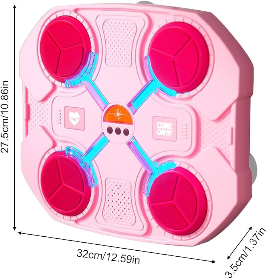Boxing Machine with LED Lights & Gloves – 3 Speed Modes, Bluetooth Music, Pink
