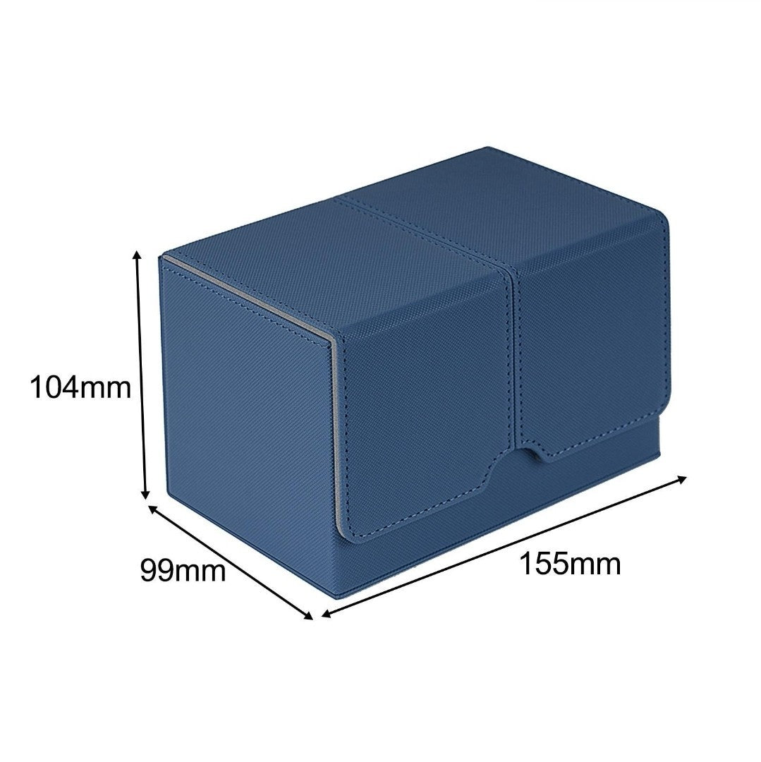 Card Deck Box Gaming Card Holder Premium PU Leather Sports Double Size In Blue 