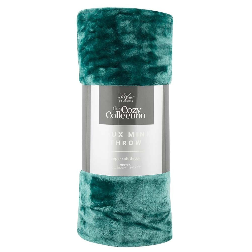Luxury Faux Mink Throw Blanket Forest Green – Super Soft Cozy Collection 150×200