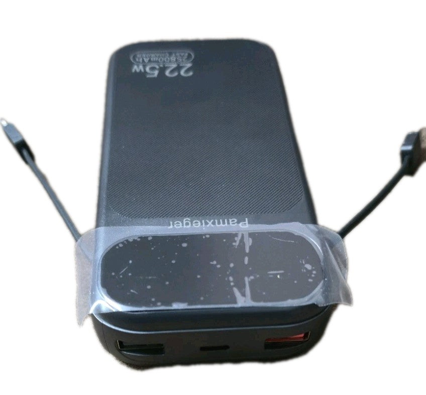 Super Fast Power Bank 25500mAh With Built-in Type-C And iPhone Cable + 3 Outputs