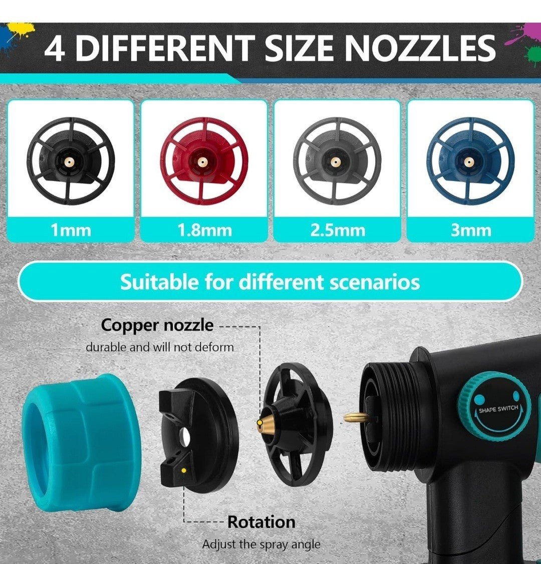 Rontaly Spray Paint Gun Portable Model HV500 + 18v Battery 