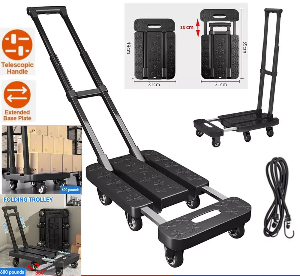 Brand New Heavy Duty Folding Hand Trolley 227 KG 6-Wheel Platform Cart Dolly