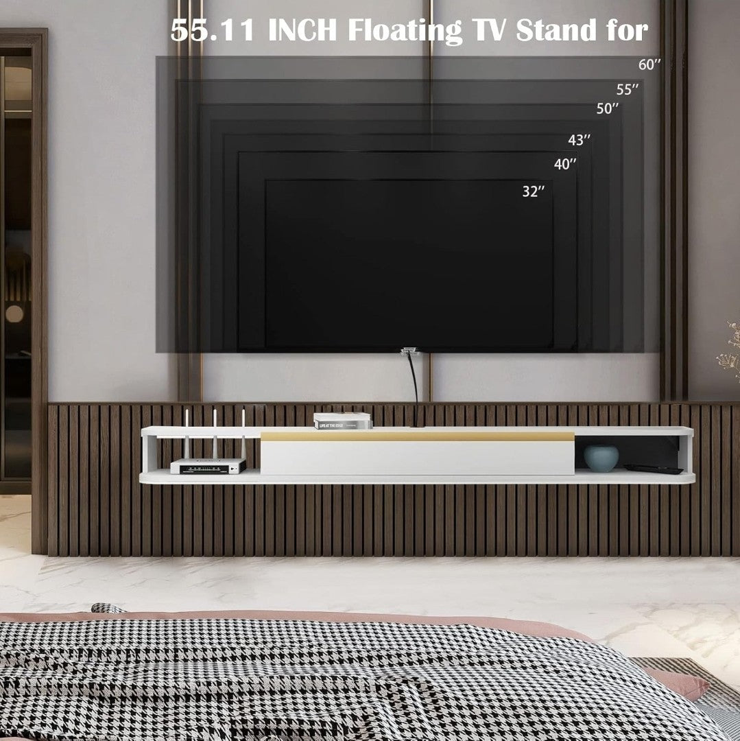 Pmnianhua Floating TV Stand, Wall Mounted Entertainment Center TV Console 150cm