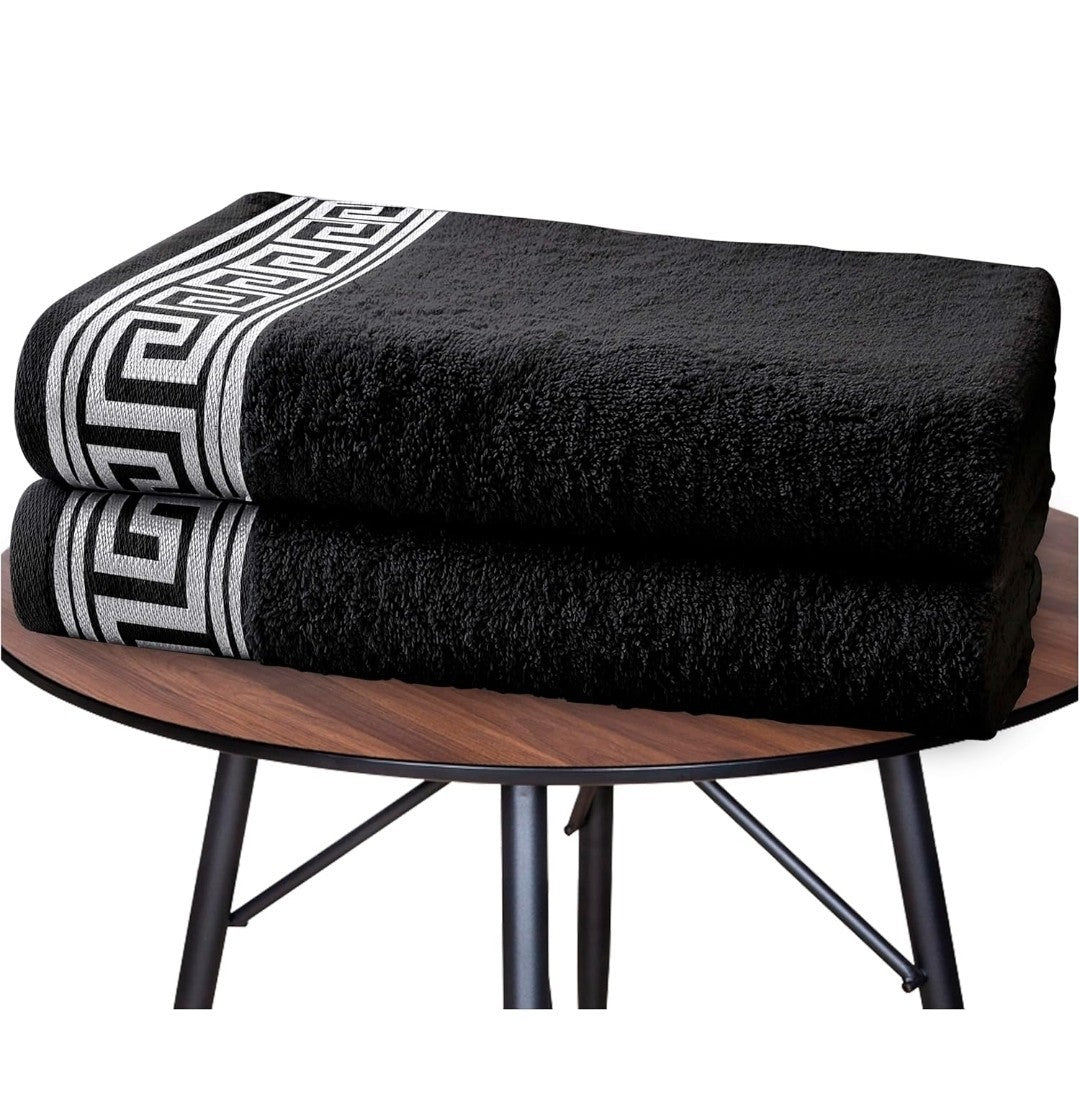 2 Pack Jumbo Bath Sheets 80x170 cm 100% Egyptian Cotton Black Premium Quality 