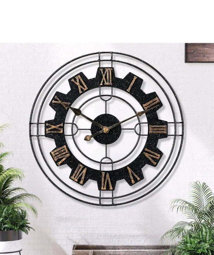 Wall Clock Large Size 50cm Metal | Modern Silent Roman Numeral Decorative Home