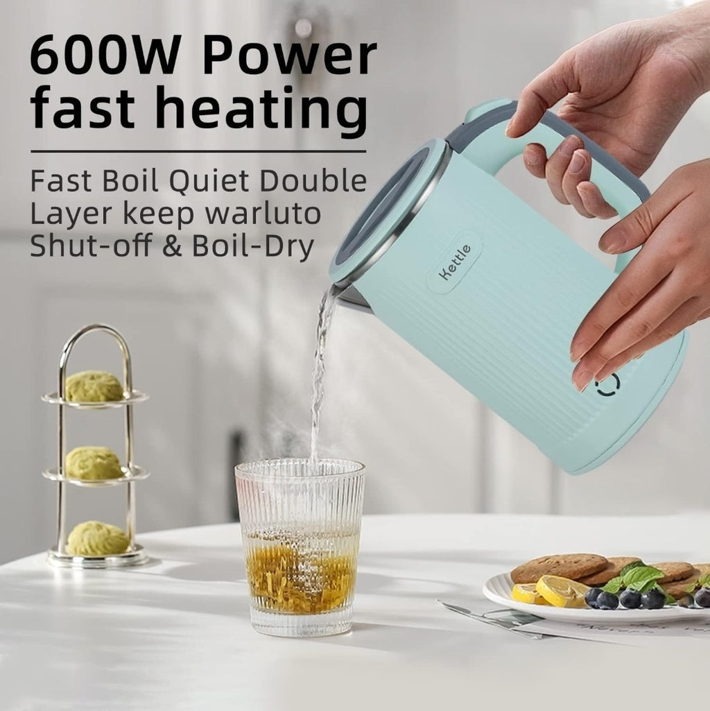 Green 0.8L Electric Kettle-600W Fast Boil, Portable, Energy Efficient  Auto shut