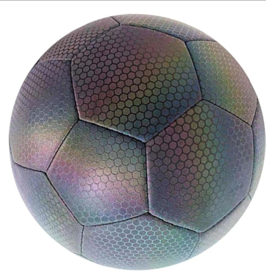 New, BRIGHT Luminous Reflective Holographic PU Leather Soccer Ball Football