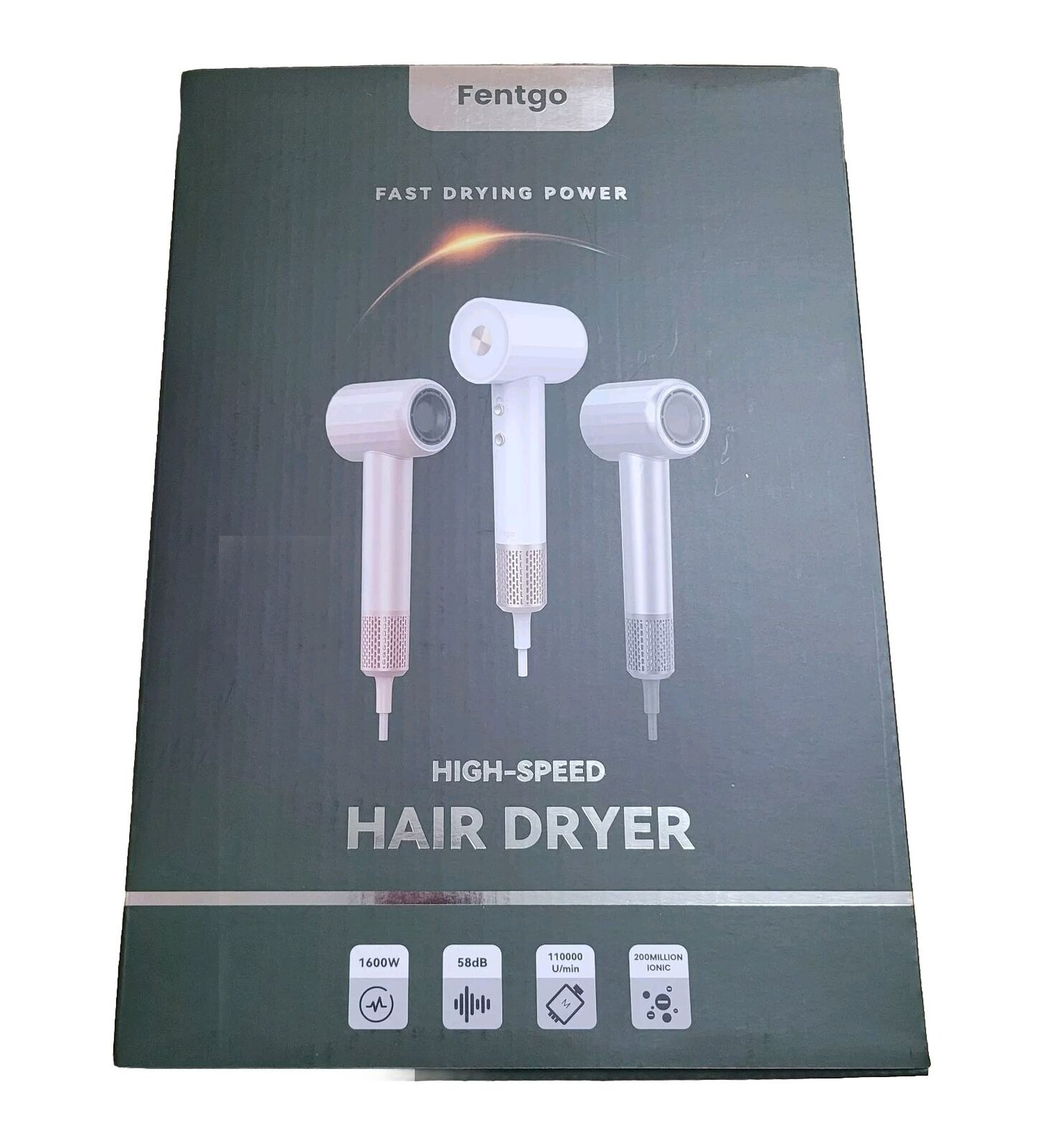 Professional Fentgo High Speed Hair Dryer with Diffuser,Ion Blow Dryer Brushless