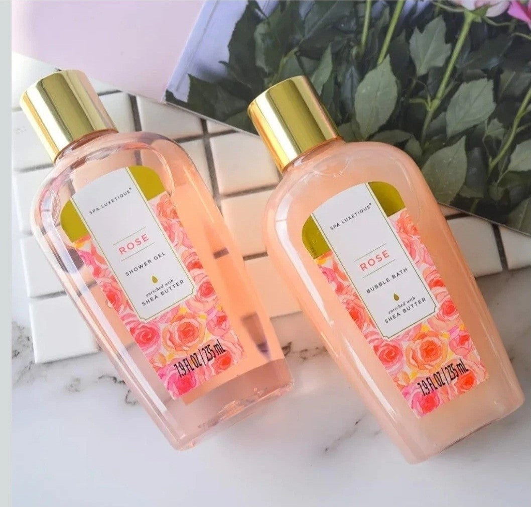 Gift Set For Her, Spa Luxetique Rose Bath & Body, Pink Tote Bag Shea Butter Spa