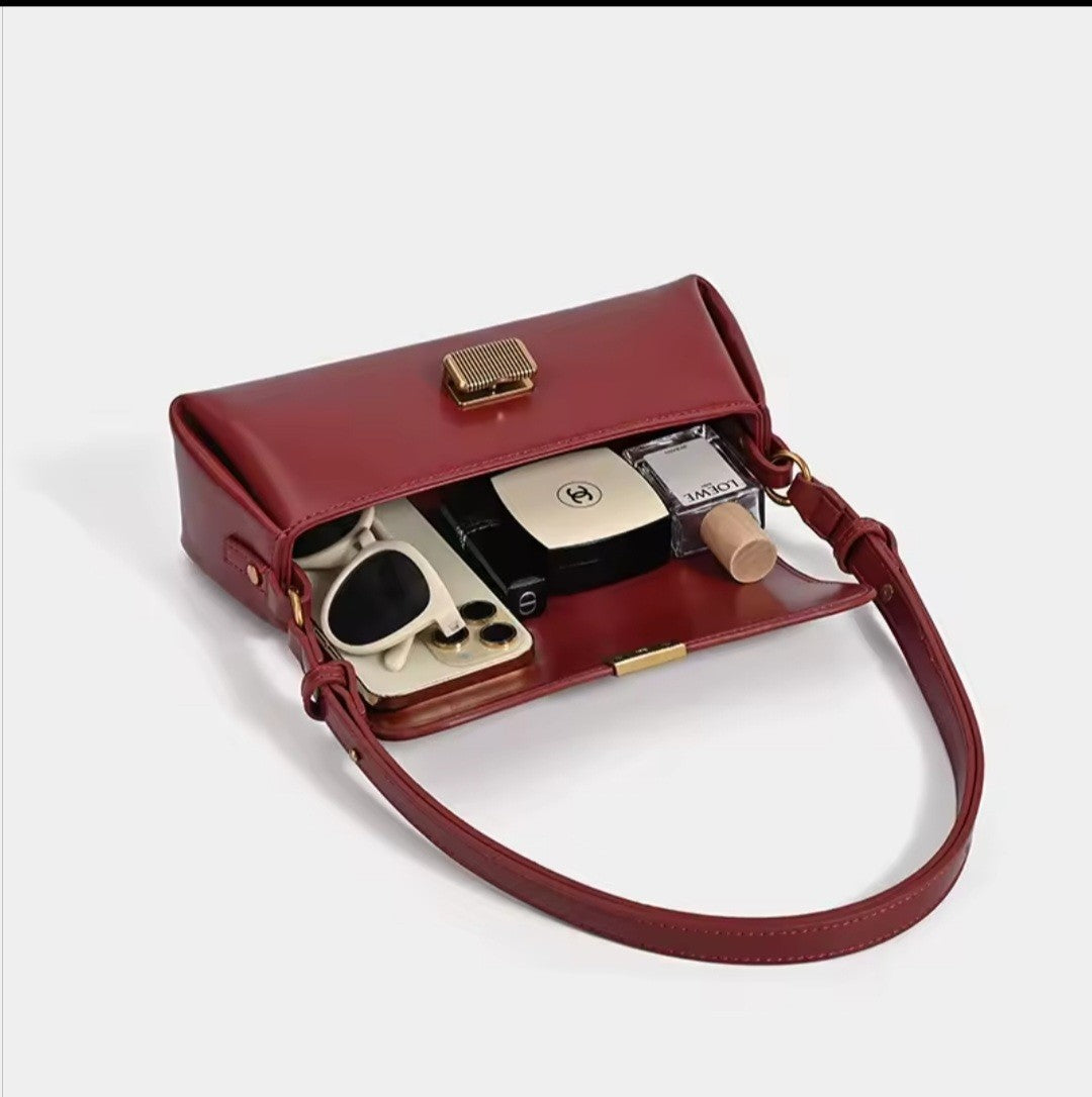Womens Bag Genuine Leather Vintage Baguette Underarm Bag Crossbody Shoulder Bag