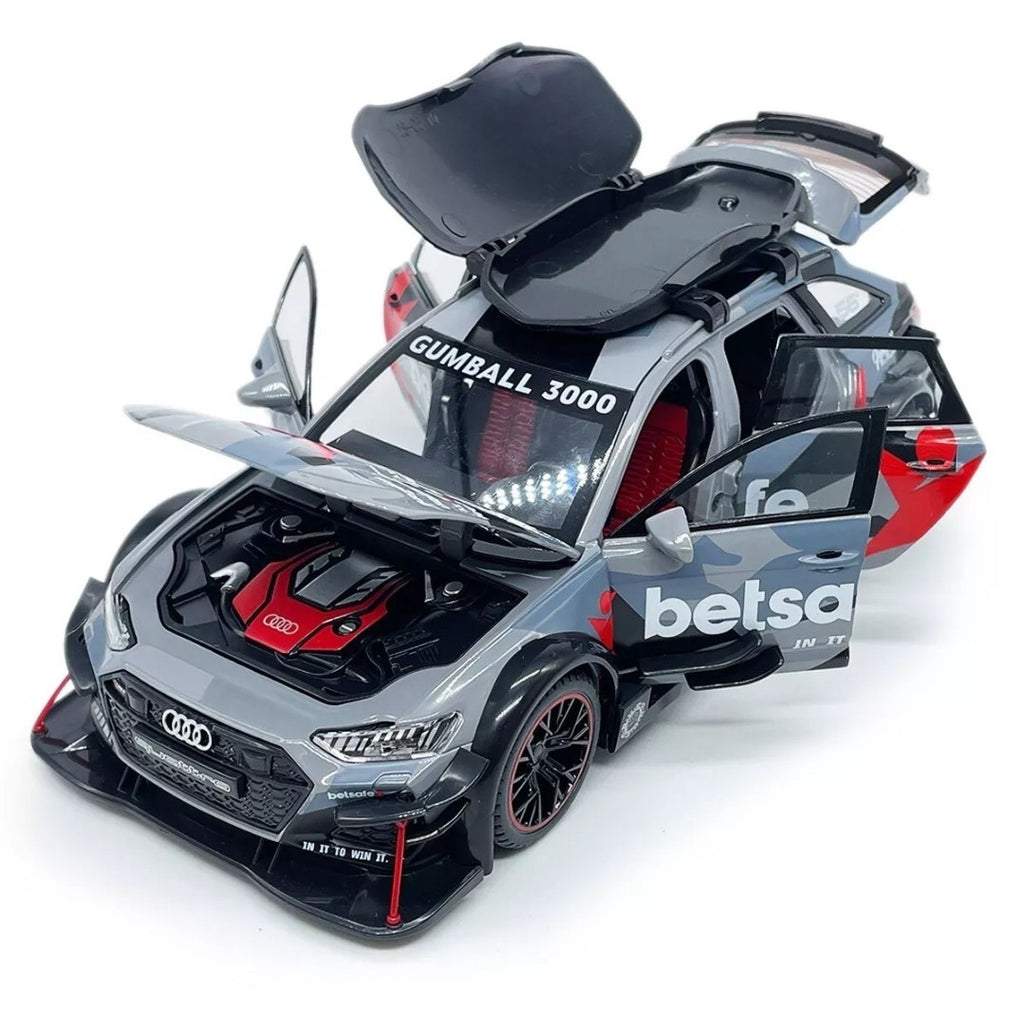 1:24 Audi RS6 Avant DTM Model Car Metal Diecast Toy Vehicle for Kids Boys Grey