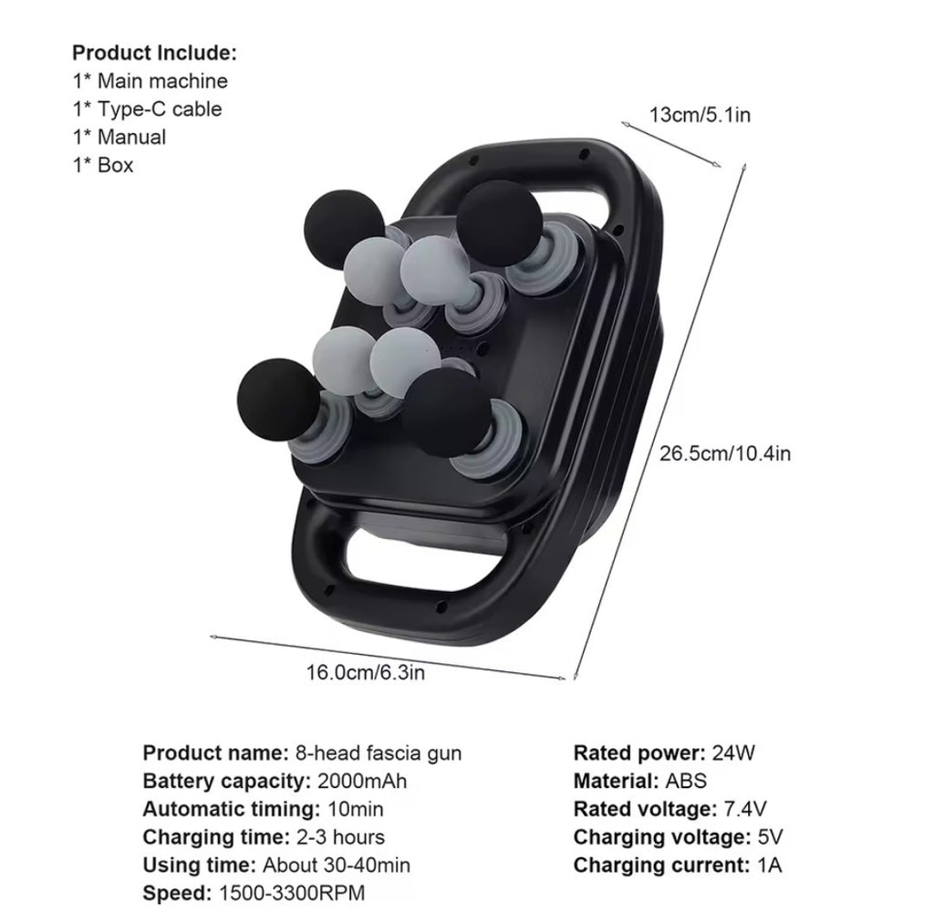 8 Head Massage Gun Deep Tissue Muscle Therapy Percussion Message Relax Back Neck