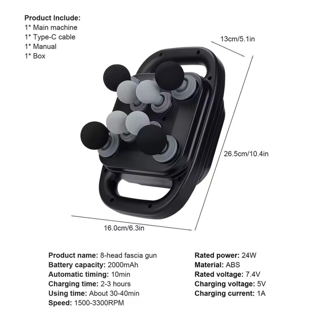 8 Head Massage Gun Deep Tissue Muscle Therapy Percussion Message Relax Back Neck