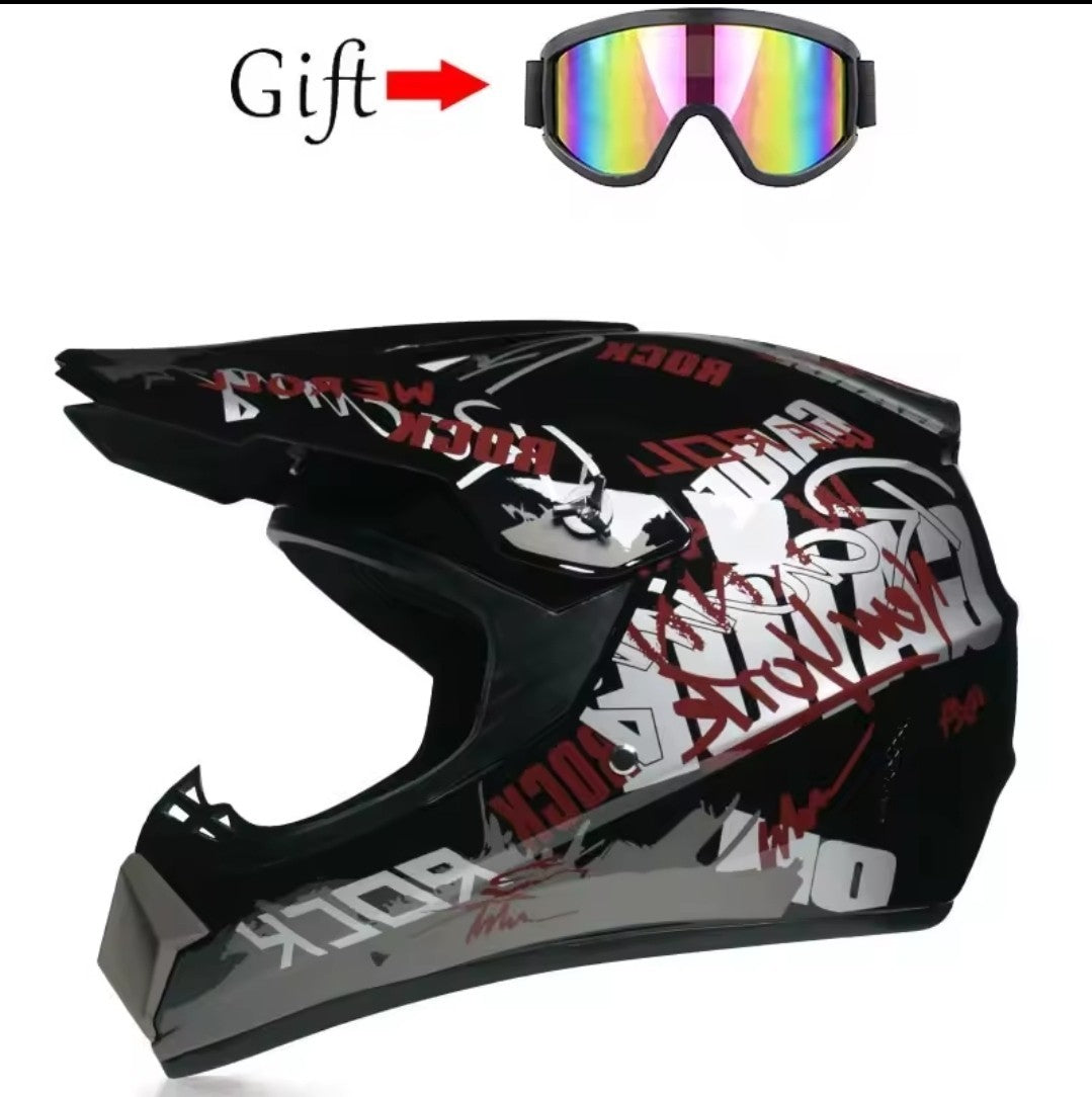 Adult & Kids Motocross Full Face Helmet Set w/ Goggles Gloves Mask Net ATV BMX S