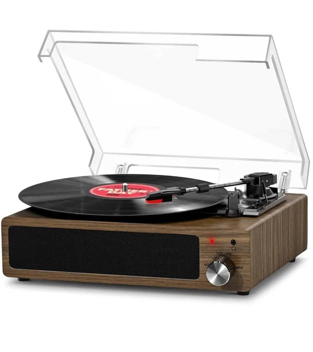 FYDEE Vinyl Record Player with Speakers Vintage Turntable Vinyls Size 7/10/12