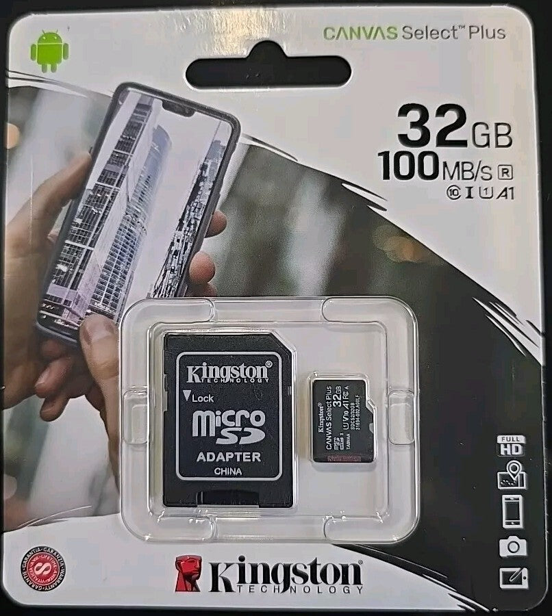 Genuine Kingston 32gb Micro SD Memory Card + adapter, SDHC SDXC TF Card Class 10