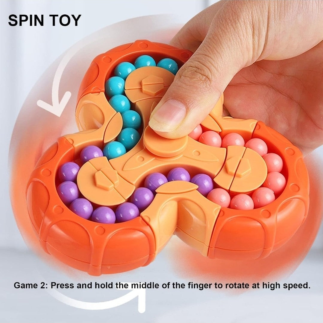 Magic Bean Rotating Cube Puzzle Toy – Handheld Spinner Stress Relief (Pink)