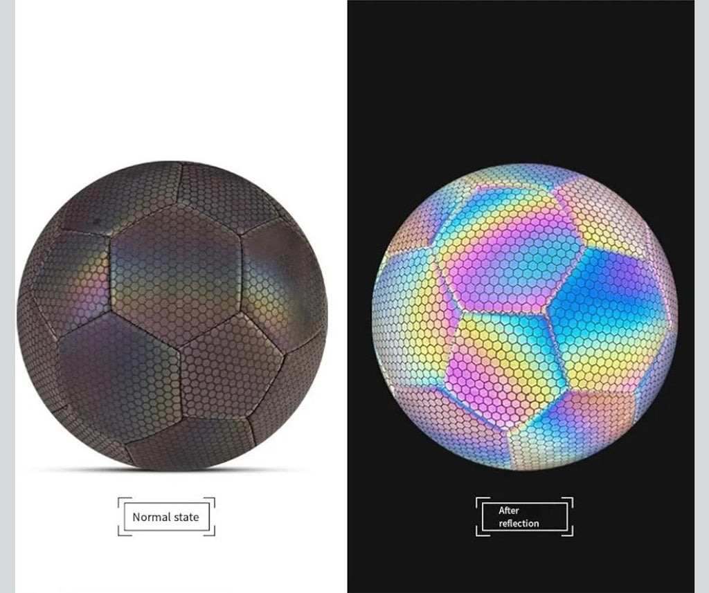 New, BRIGHT Luminous Reflective Holographic PU Leather Soccer Ball Football