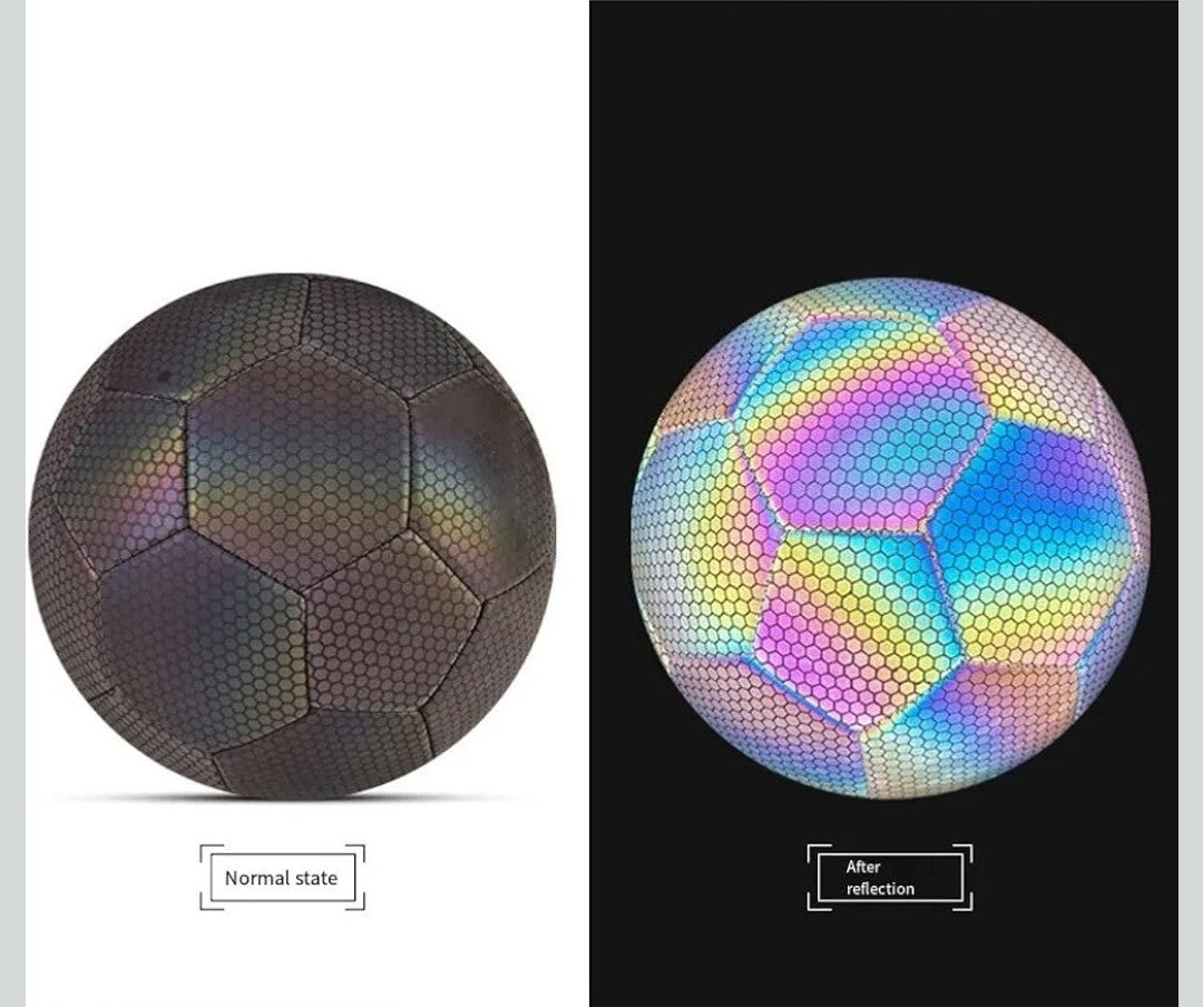 New, BRIGHT Luminous Reflective Holographic PU Leather Soccer Ball Football