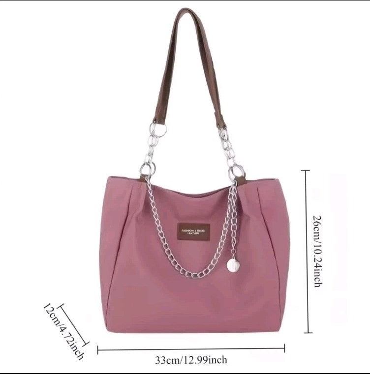 Large Nylon Shoulder Tote Bag for Women: Spacious and Stylish Mommy Bag PURPLE