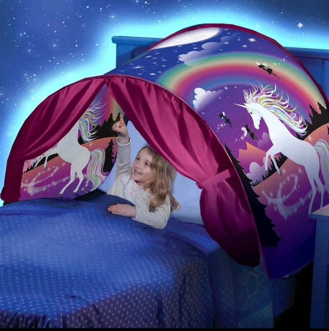 Dream Kids Bed Tent – Foldable Pop-Up Canopy | Cozy Sleep Dome UNICORN FANTASY