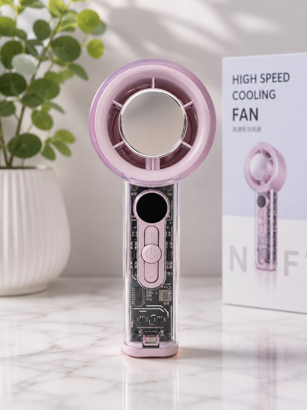 Portable Mini Turbo Ice Cooling Fan X05 USB Rechargeable Handheld Desk Fan Pink