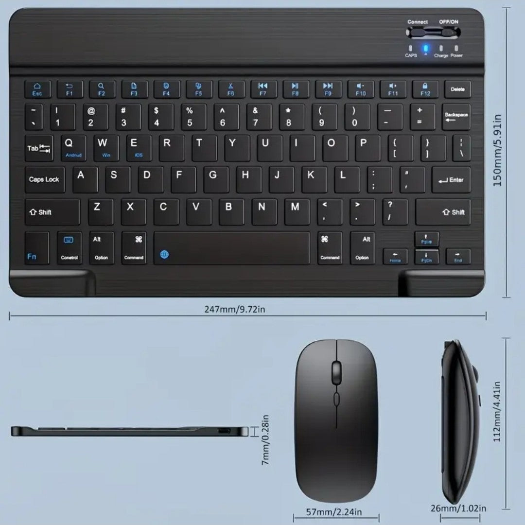 Rechargeable Wireless Bluetooth Keyboard & Mouse Combo–Ultra Slim Silent Typing 