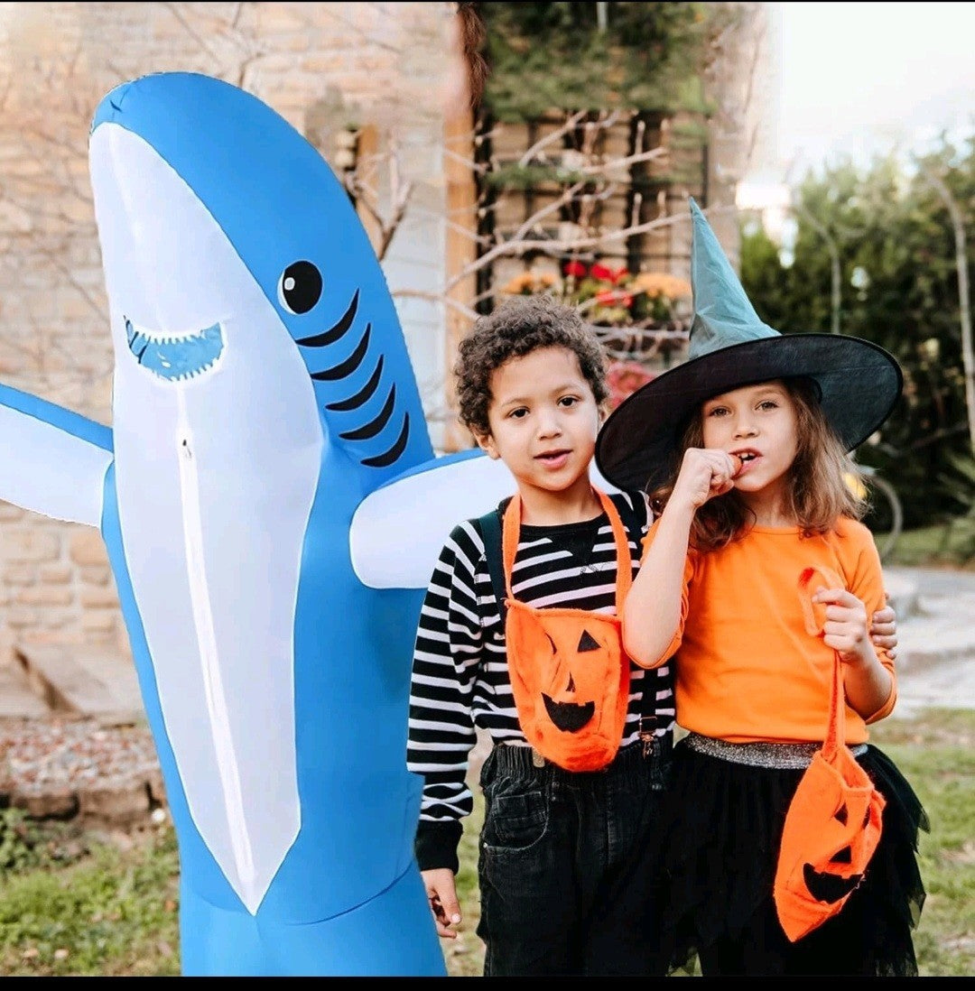 Inflatable Costume Adult shark costume- Funny Dress Party  Blue 