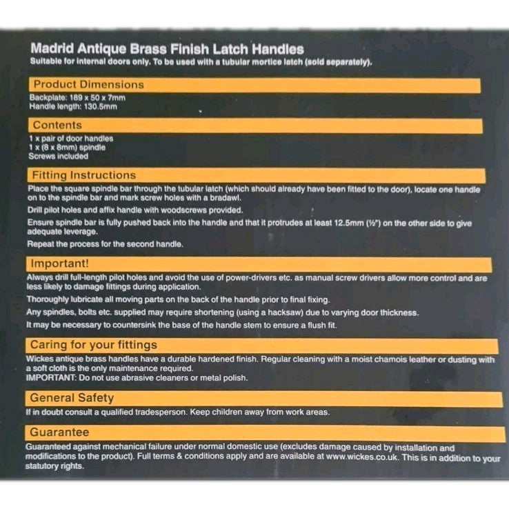 Wickes Madrid Antique Brass Bathroom Door Handles – Internal Door Set with Thumb