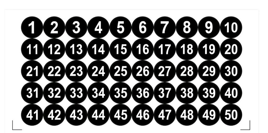 5 Sheets 1 to 100 Number Stickers Vinyl Consecutive Self-Adhesive Decal Tags