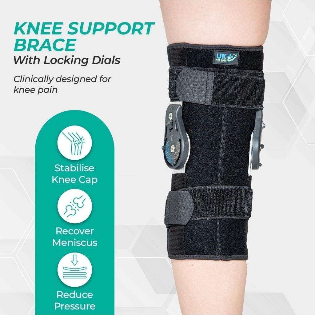 Hinged Locking Knee Support Brace For Arthritis Tendon Ligament Pain Relief