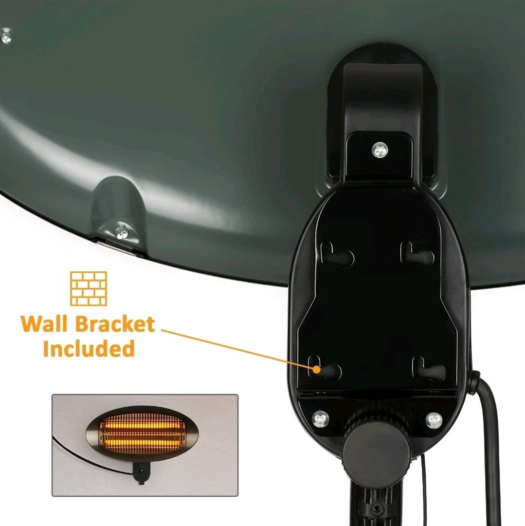2KW Electric Patio Heater Free Standing Quartz Warmer Garden Outdoor Waterproof