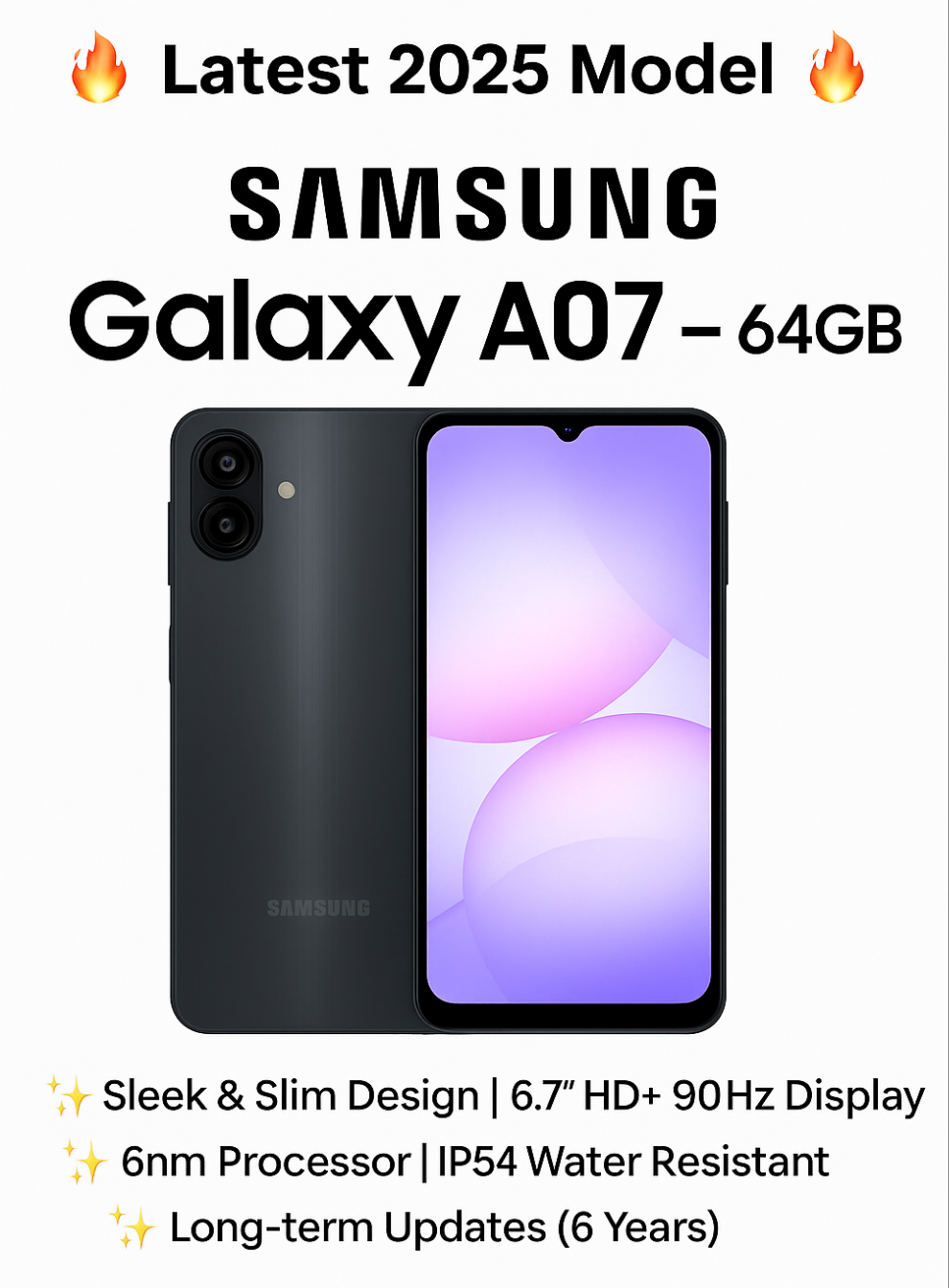 Samsung Galaxy A07 64GB 4G  Dual-Sim Unlocked New Model 2025